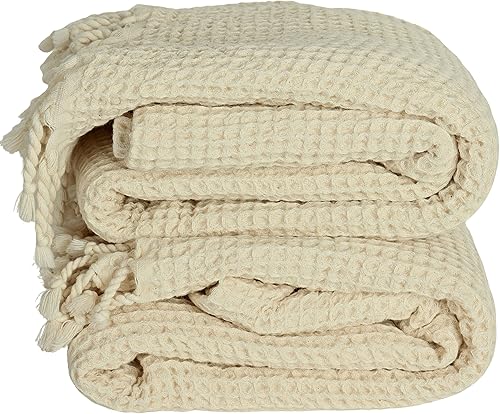 PÜSKÜL - Toallas turcas de playa de algodón ultra suave con tejido de gofre, 67 x 33 pulgadas, paquete de 2 unidades (natural, 2)