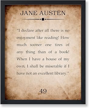 Poster Master Jane Austen Poster - Pride and Prejudice Quote Print - Motivational Quote Art - Inspiring Gift for Him, Her, Student - Great Decor for Classroom, Dorm, Library - 8x10 UNFRAMED Wall Art