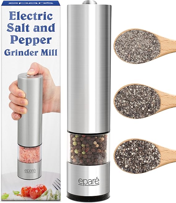 Eparé Salt or Pepper Grinder Battery Operated Ceramic Burr Peppermill