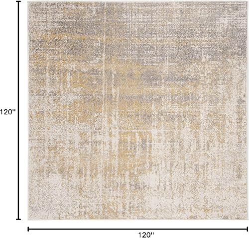 Miniatura 196 de SAFAVIEH Adirondack Collection Tapete de área XL, 12 x 15 pies, color crema y dorado, diseño abstracto moderno, no desprende pelusa y de fácil