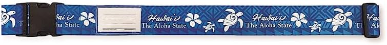 Hawaiian Luggage Strap – Adjustable Suitcase Belt with Tropical Design, Strong Buckle & ID Holder – Durable Travel Accessory, 71” x 2” (Islands of Hawai‘i – Blue)