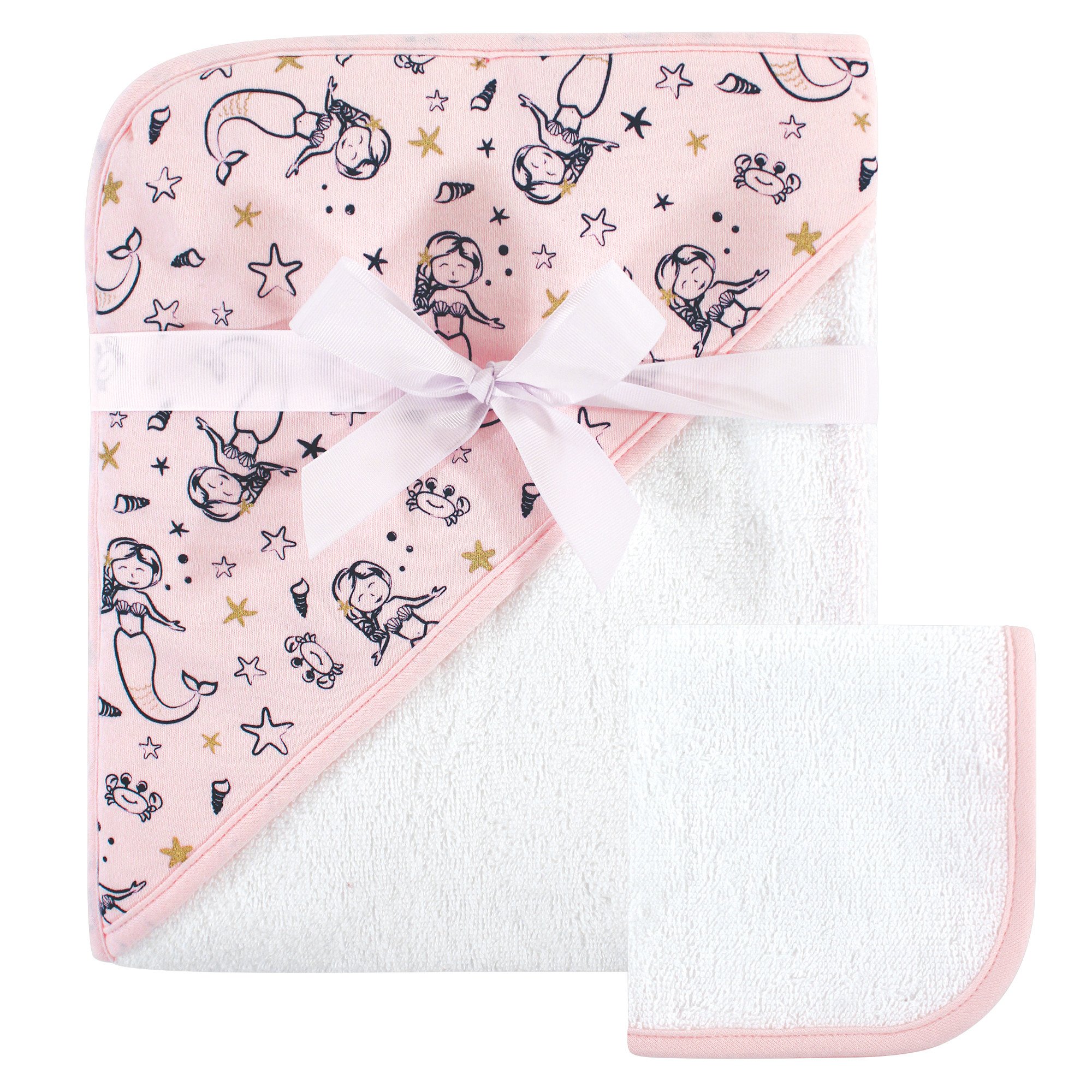 Hudson Baby Print Woven Hooded Towel and Washcloth, Duck