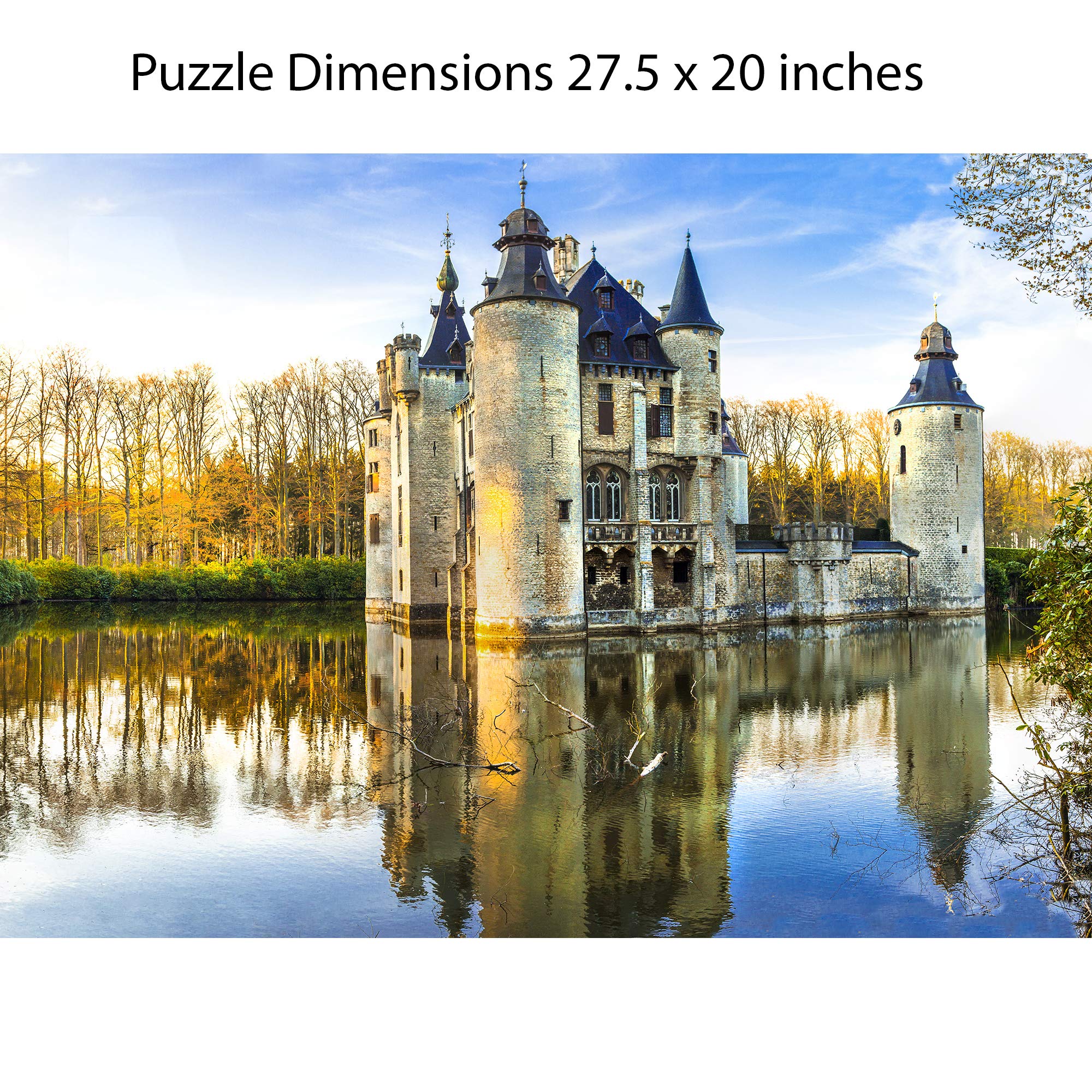 1000 Piece Wooden Jigsaw Puzzle - Castle Romania Colorful Art (29.5x19.6 Inch)