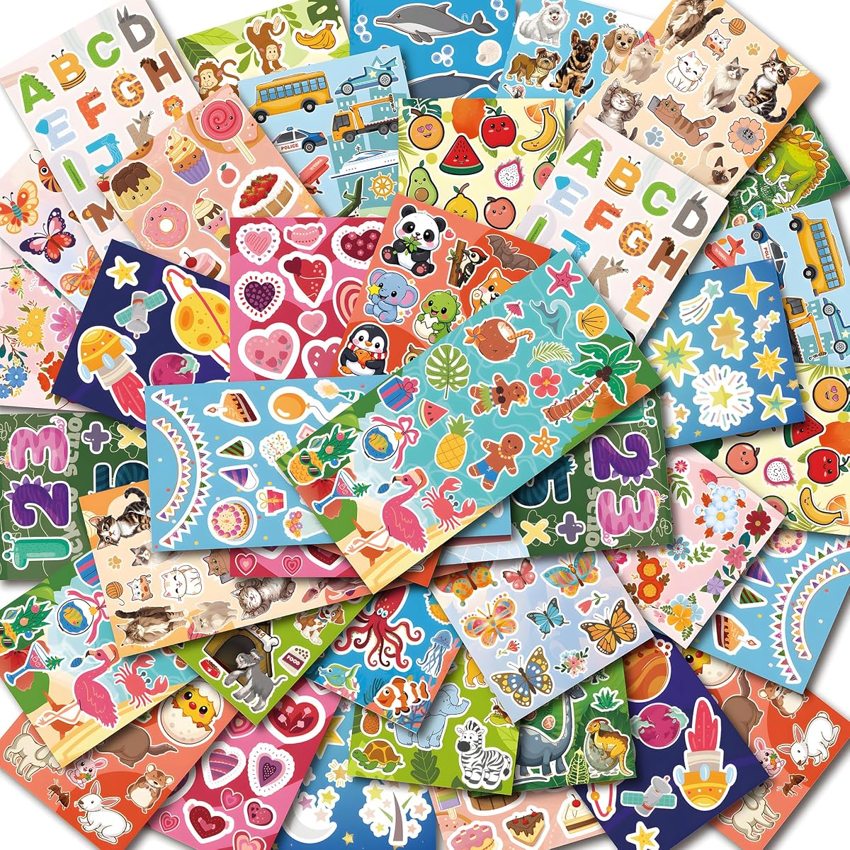 36 Sheets Stickers for Kids - Cute Stickers Pack for Scrapbook | Animal Hearts Sticker Books for Toddlers,Activities Party Supplies Favors Teacher Prizes Rewards Gifts for Classroom