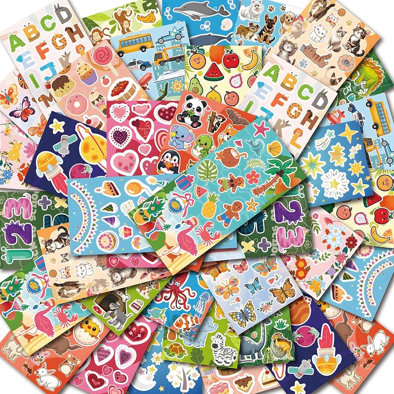 36 Sheets Stickers for Kids - Cute Stickers Pack for Scrapbook | Animal Hearts Sticker Books for Toddlers,Activities Party Supplies Favors Teacher Prizes Rewards Gifts for Classroom