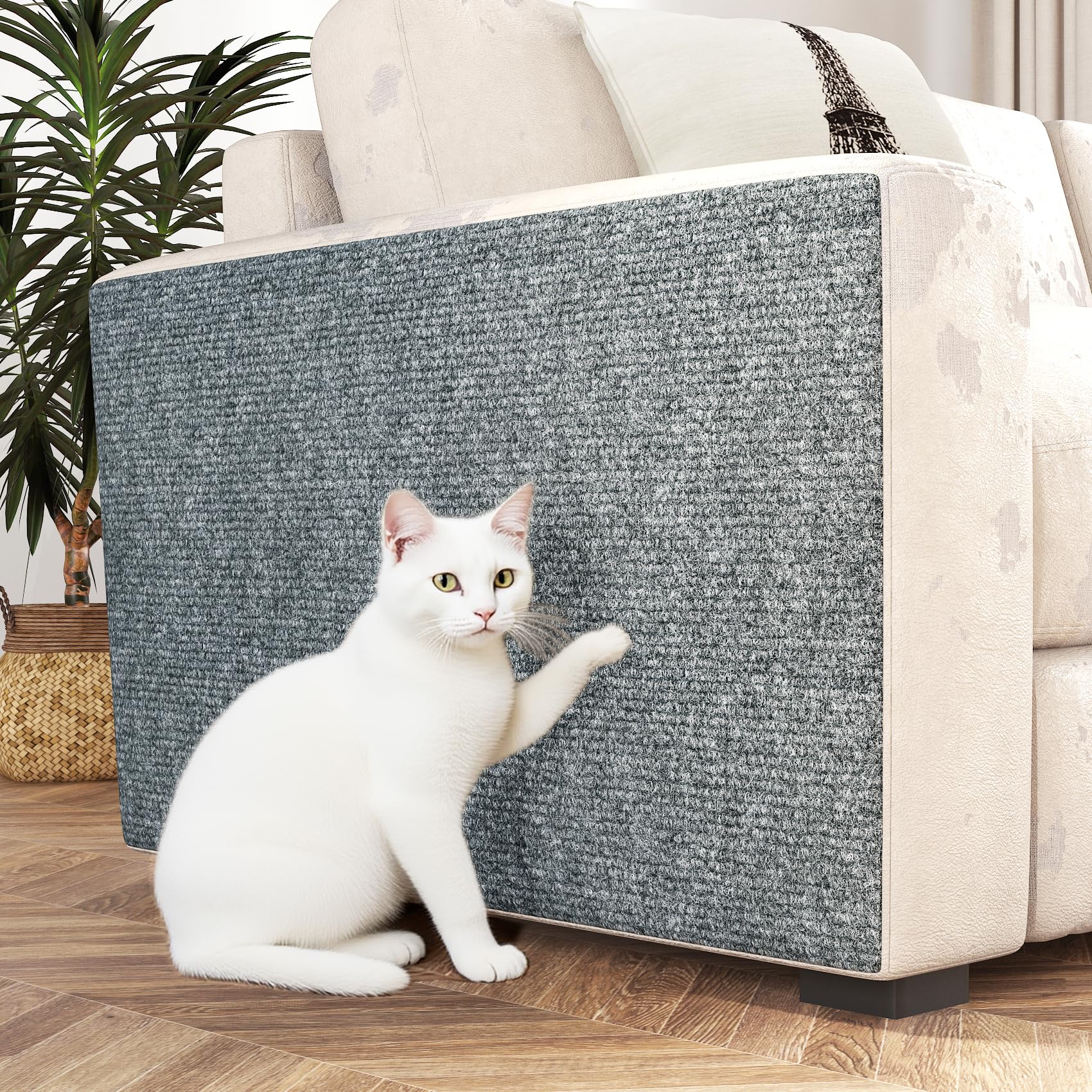 Grattoir pour chat d'intérieur Decotalk, tapis protection mural adhésif gris 200cm