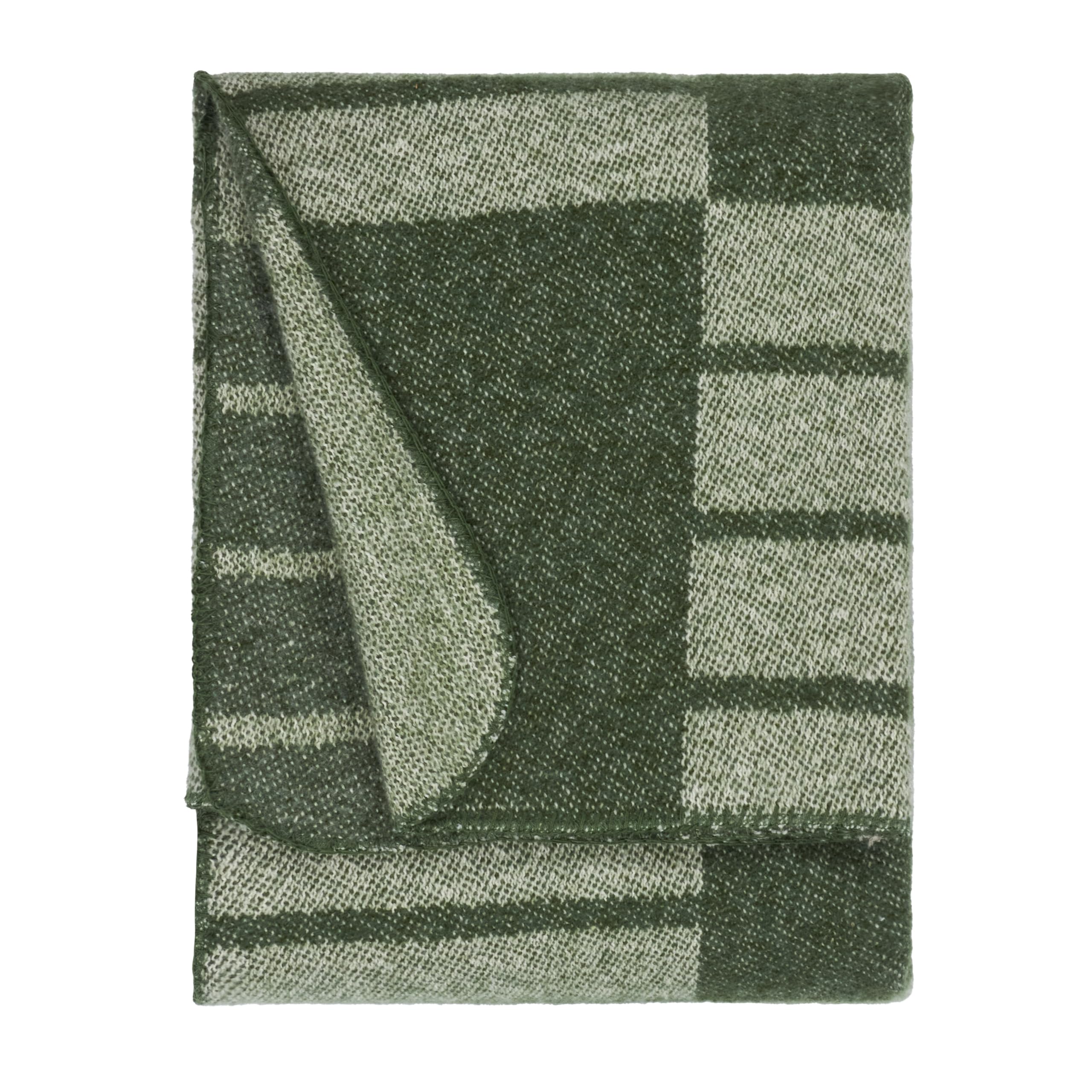 Yard Harlech Throw – Soft Reversible Geometric Check Blanket (Moss - 130x180cm)