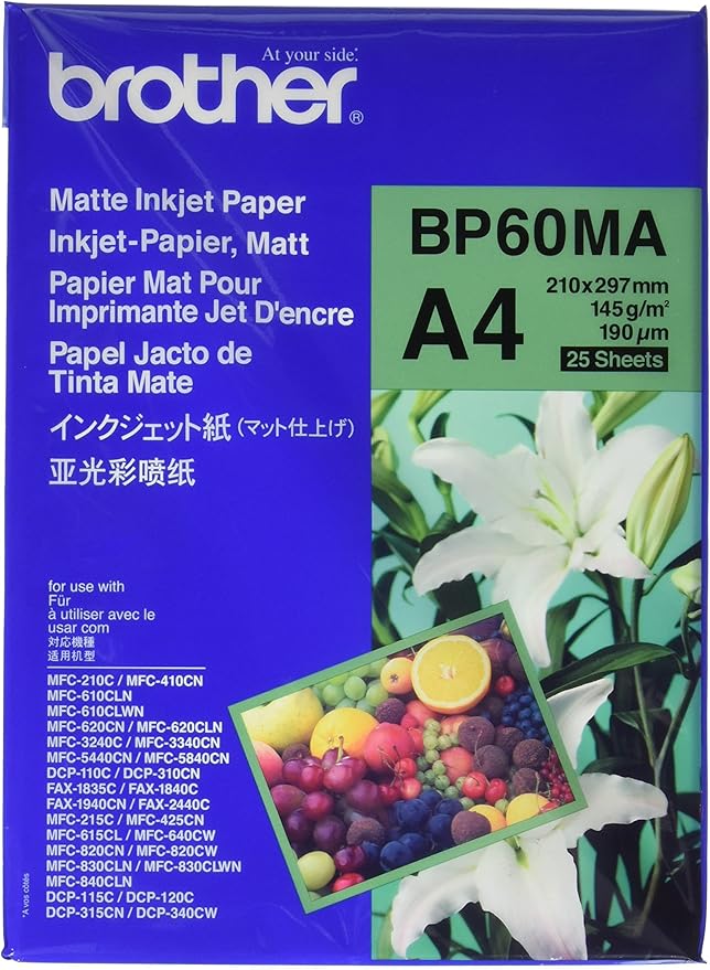 Brother BP60MA Inkjet Paper, A4, Matte, 297 mm (W) x 210