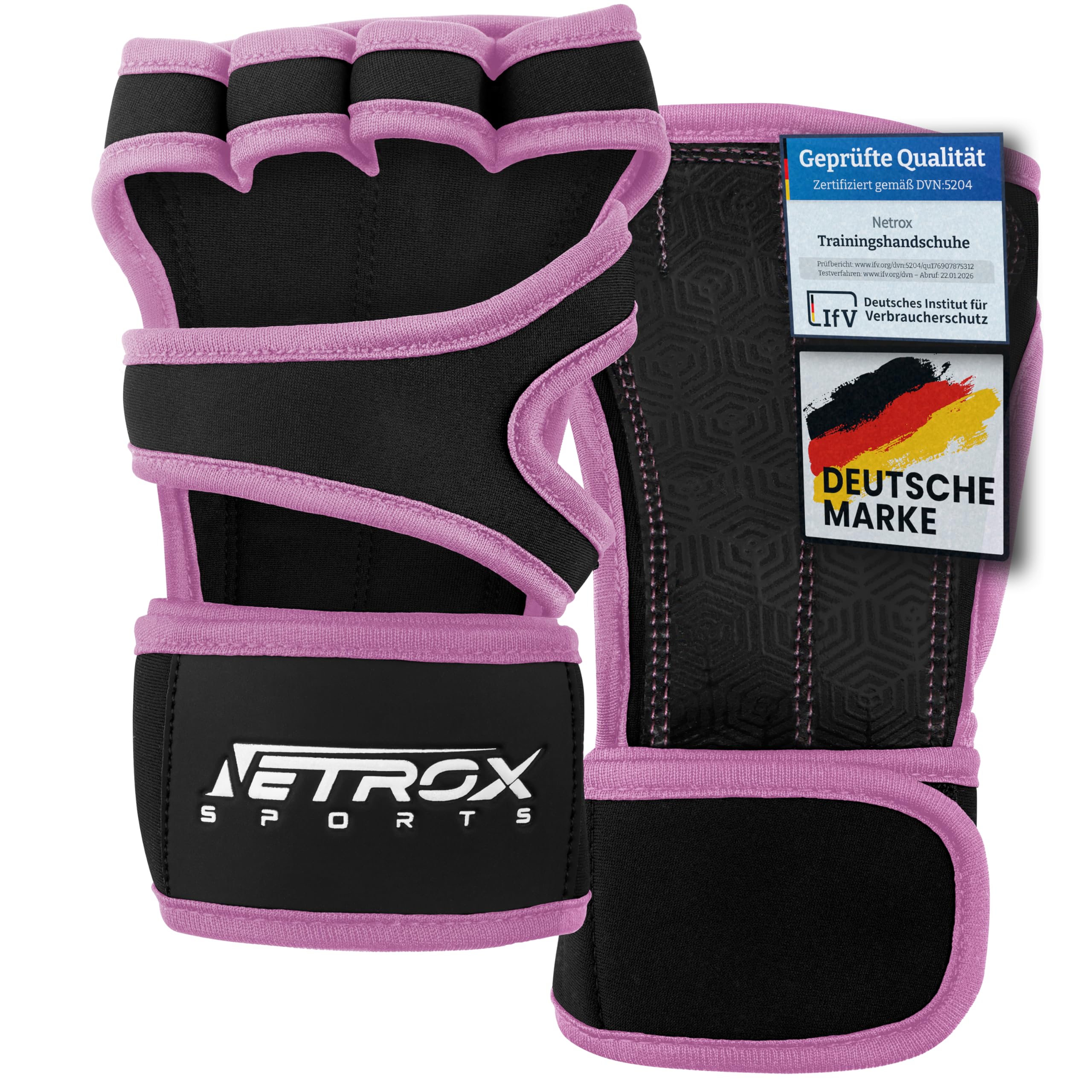 NetroxSports - Trainingshandschuhe mit Handgelenkbandage für Krafttraining Kraftsport - Fitness Handschuhe Gym mit Handgelenkschutz Herren & Damen - Sporthandschuhe Fitnesshandschuhe Sport Training