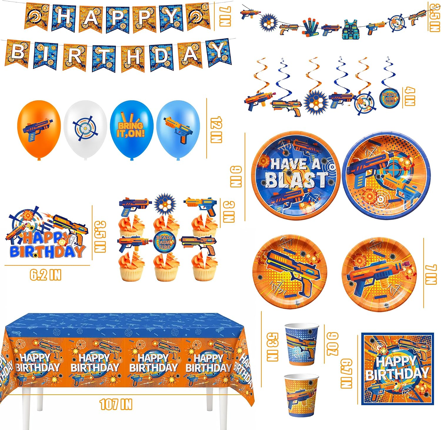 Dart War Birthday Party Decorations,Dart Battle Tableware Set For 20 Guests image 5