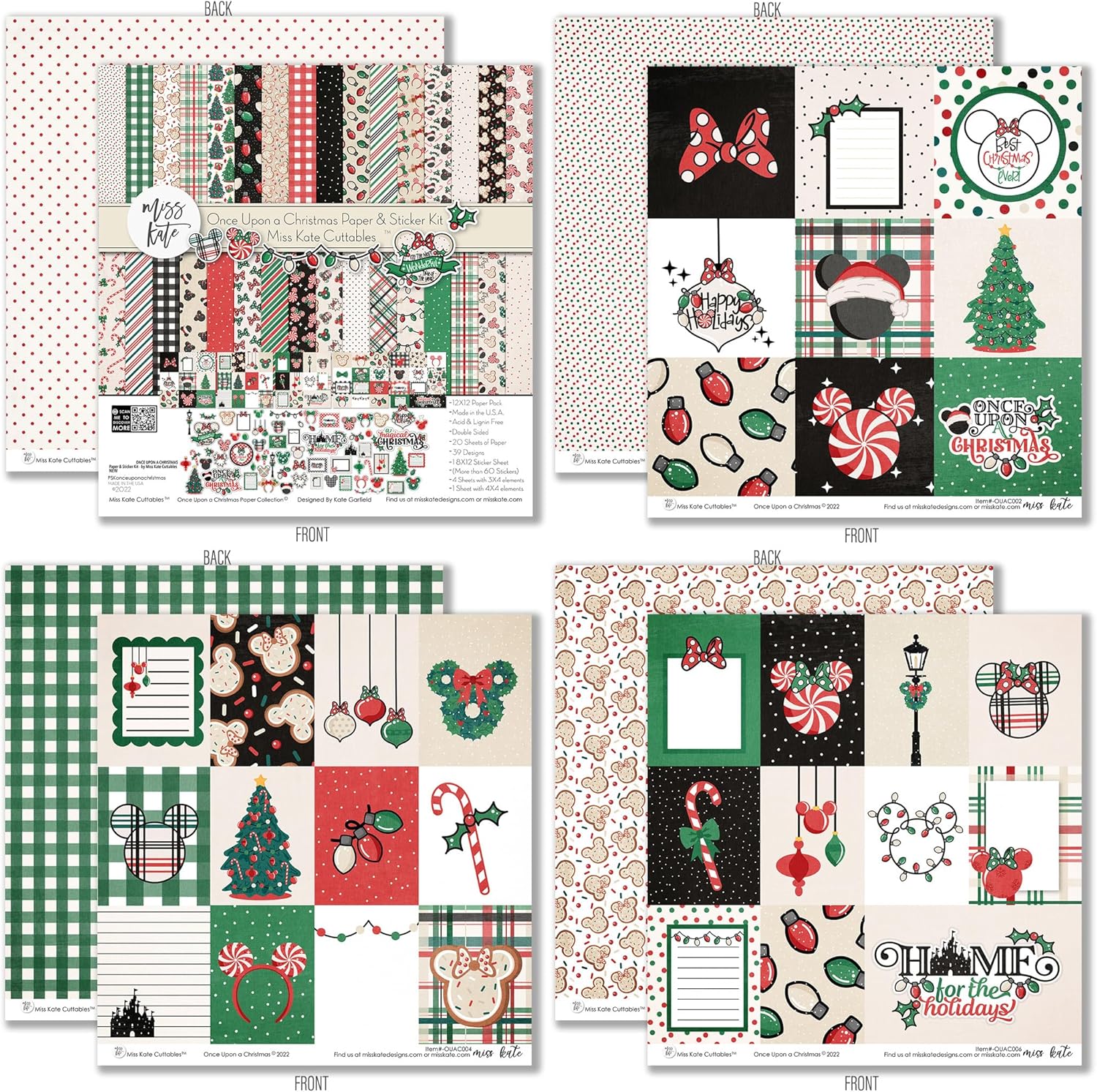 Collection - Once Upon a Christmas - for Disneyland Walt Disney World Cruise Santa Claus Eve - 20 Double-Sided 12x12 Sheets & 60 Die Cuts & 8X12 Sticker Sheet - Scrapbooking - by Miss Kate Cuttables