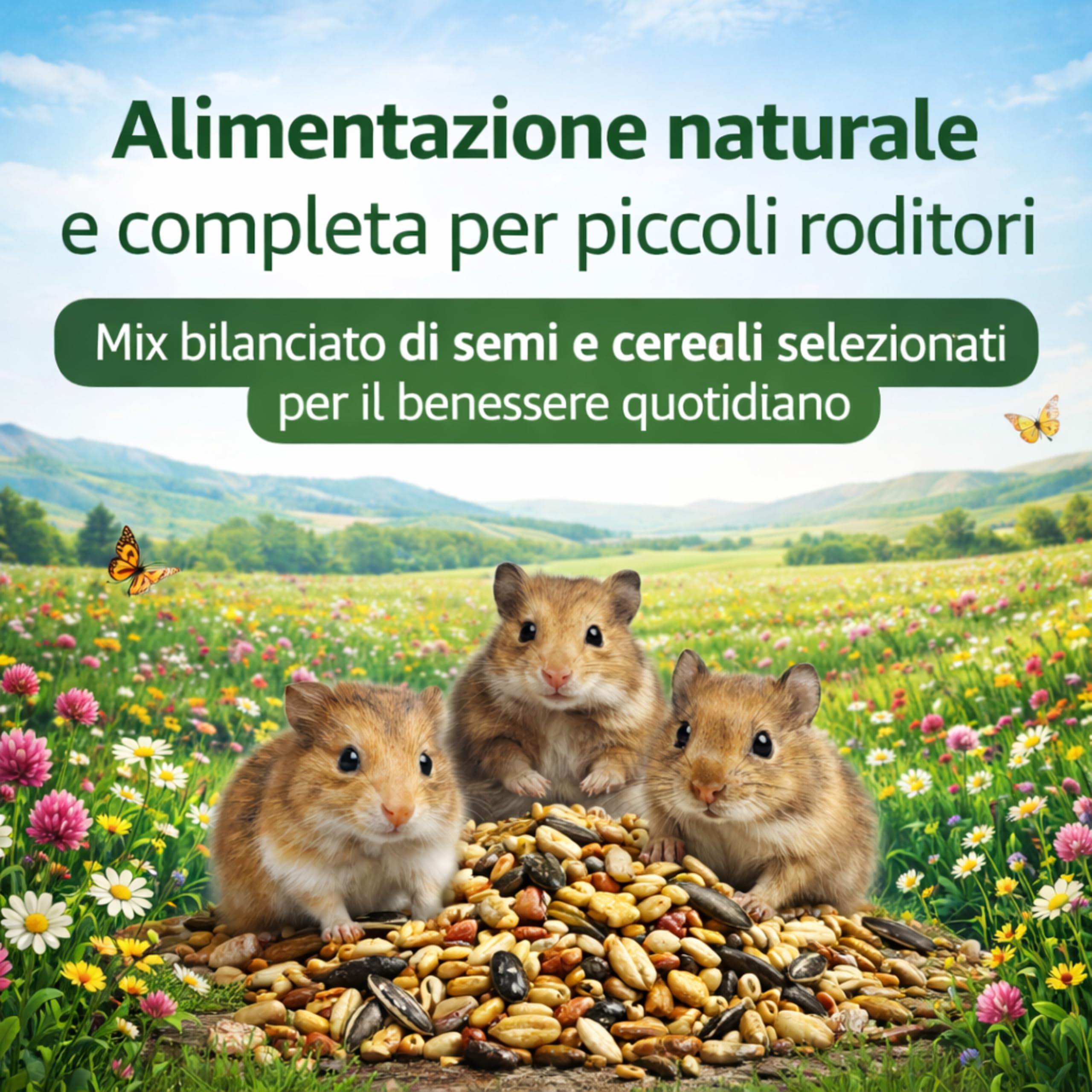 AGRI-CULTURA® | Mangime Completo Criceti, Porcellini d’India e Gerbilli 【700g】| Miscela di Semi Naturali Selezionati | Alimentazione Bilanciata Ricca di Fibre e Nutrienti | Made in Italy.