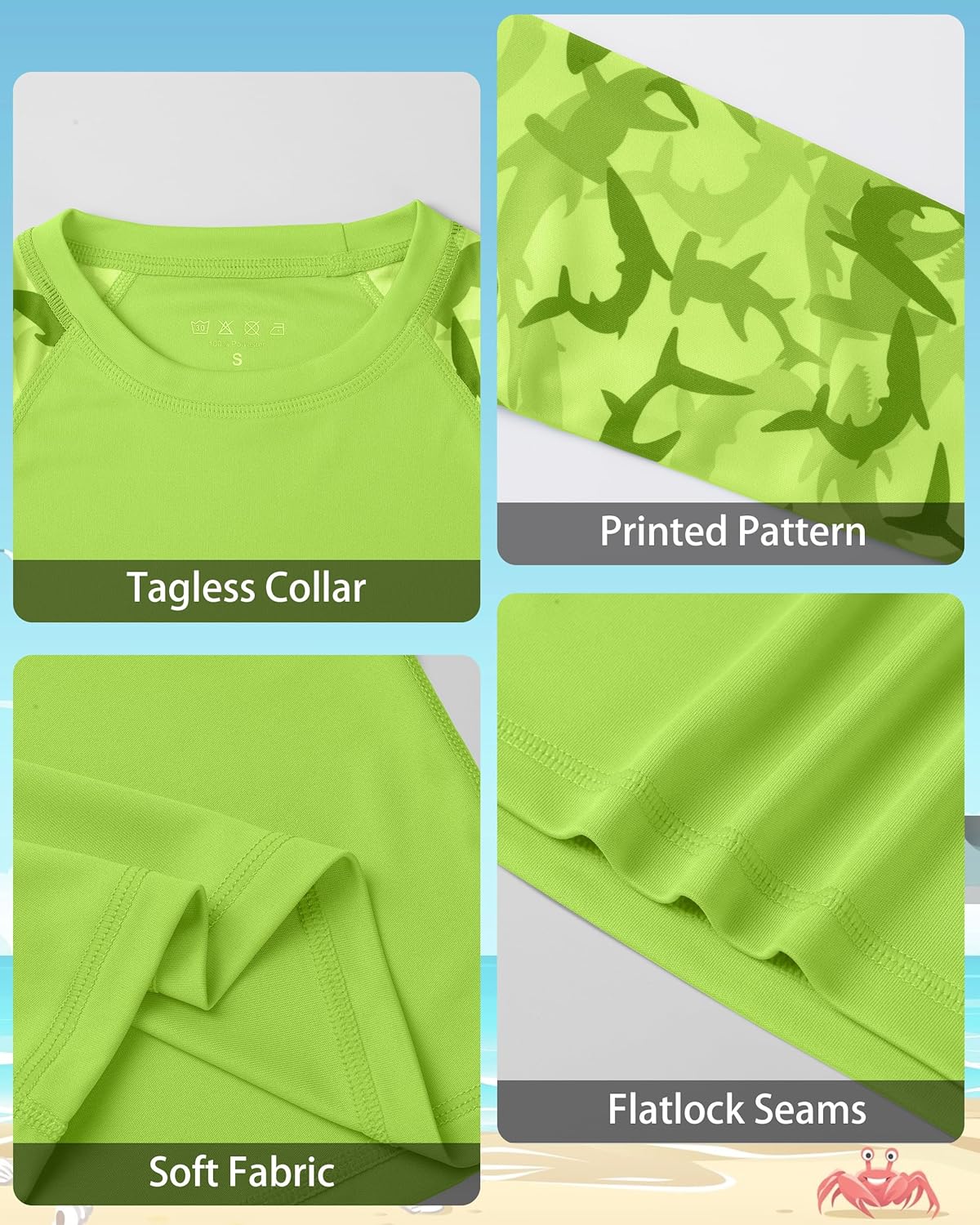 Boys Rash Guard Swim Shirt Long Sleeve, UPF 50+ Youth UV Sun Protection Shirts, Kids Quick Dry Water Rashguard for Surf Beach - Image 5