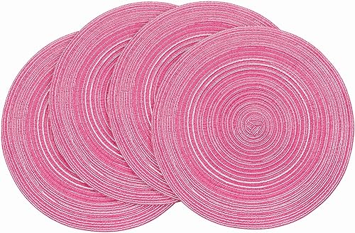 Miniatura 50 de Floroom Juego de 6 manteles individuales redondos trenzados de 15 pulgadas, lavables, resistentes al calor, de algodón, poliéster, para cocina, mesa