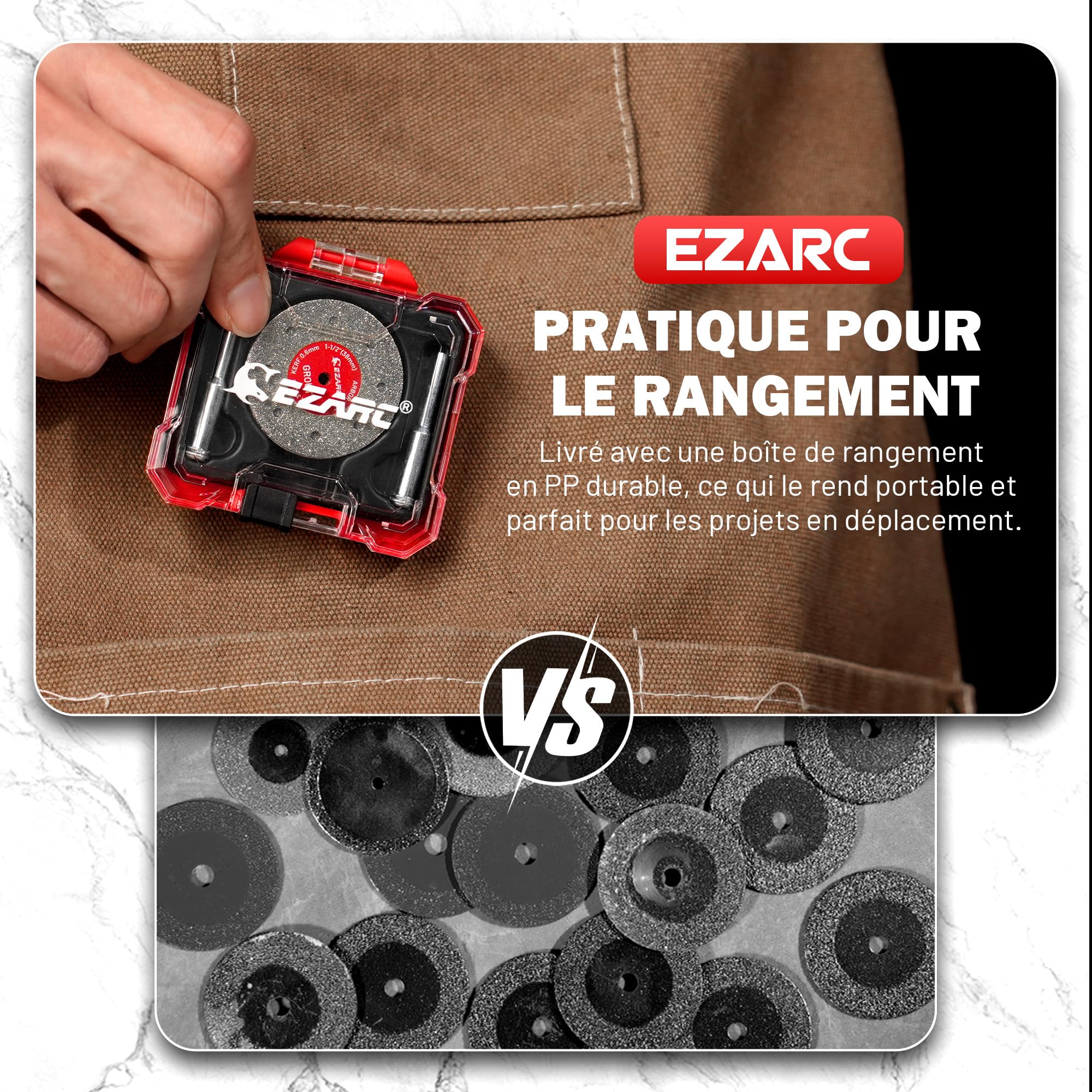EZARC Lot de 10 disques à tronçonner 38 mm pour outils rotatifs marbre verre porcelaine