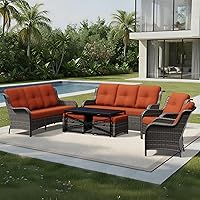 Vista 95 de Joyside Silla mecedora giratoria para exteriores para patio, mecedora de mimbre para exteriores con cojines de tela de olefina adecuada para porche