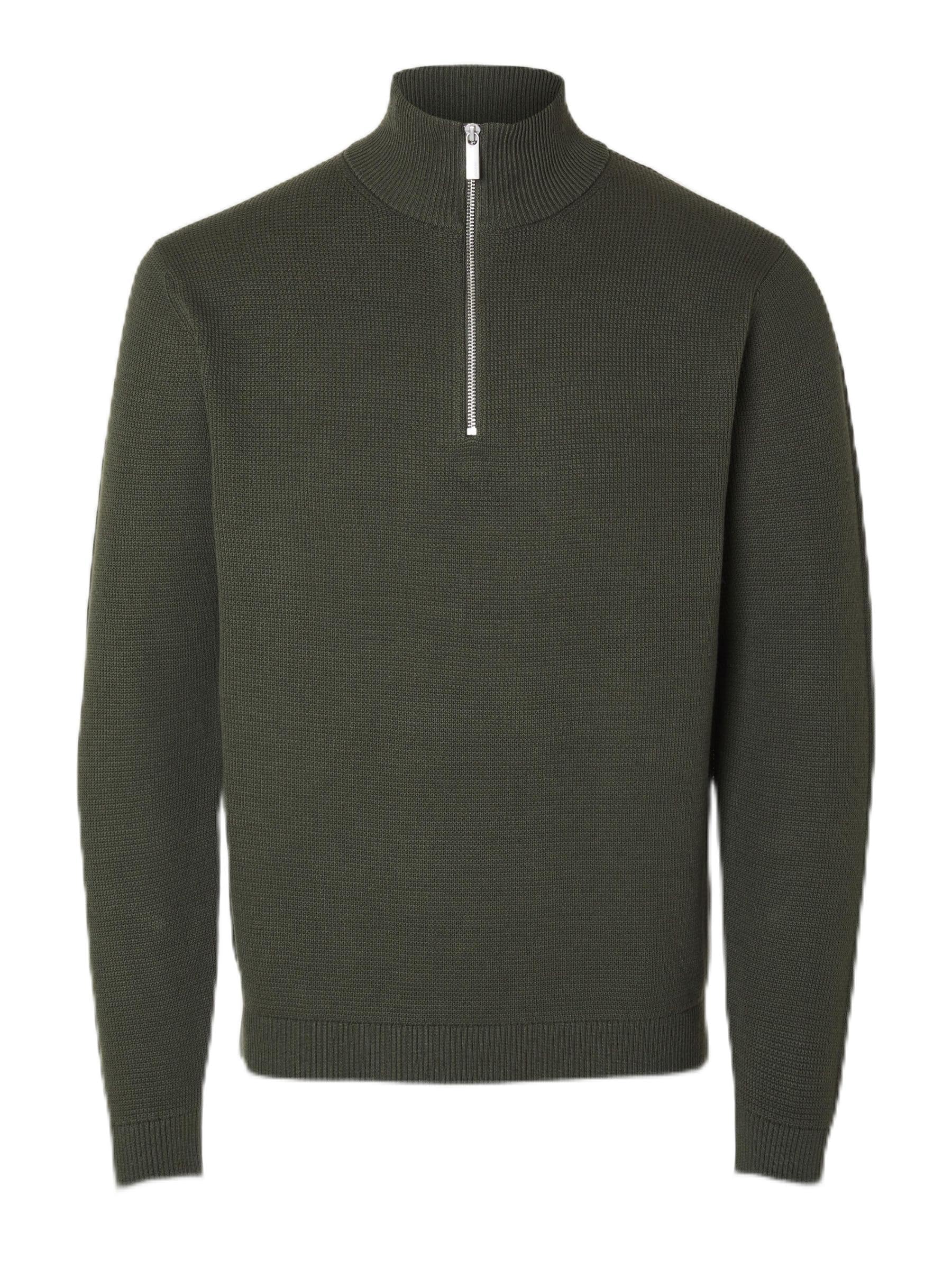 SELECTED HOMME Male Pullover Half-Zip, Forest Night, S