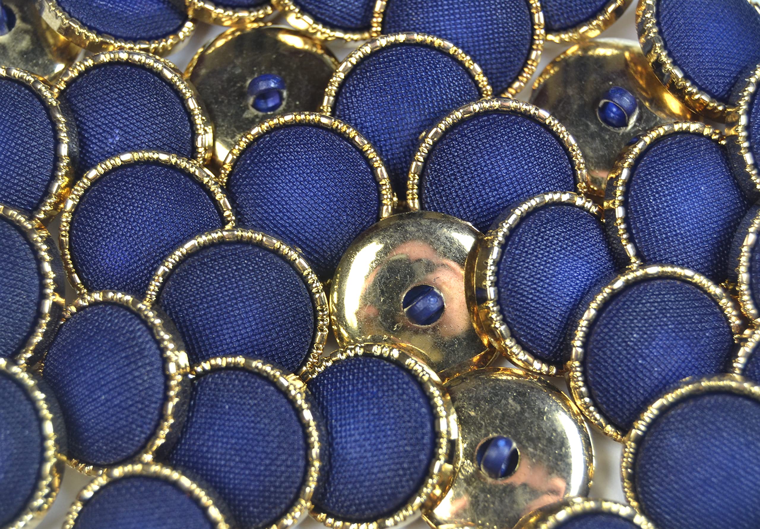 celloexpress Mock Fabric Gold Imitation Cover Shank Buttons - Dressmaking & Sewing Crafts (Navy - 20mm, Pack of 50)