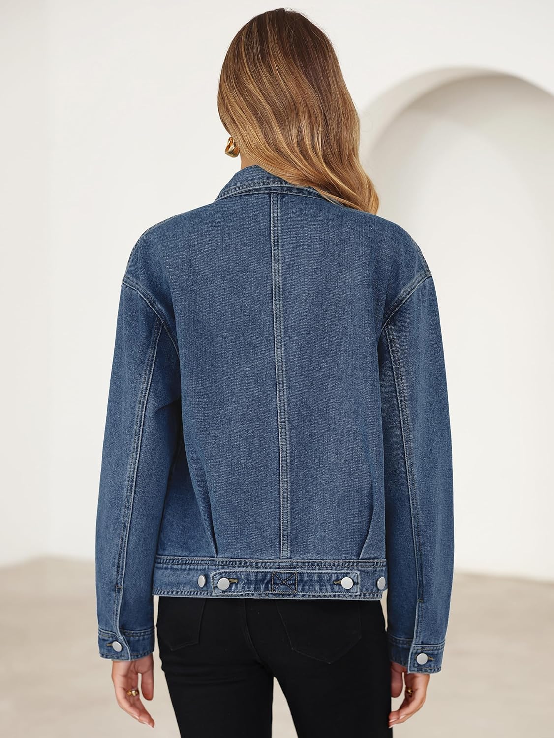 Glamaker Womens Jean Jacket 2026 Casual Basic Trendy Button Down Long Sleeve denim Jacket Coat With Pockets - Image 4