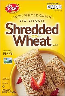 Post Shredded Wheat Big Biscuit Cereal - Whole Grain, Non-GMO, Heart Healthy Breakfast, 15oz