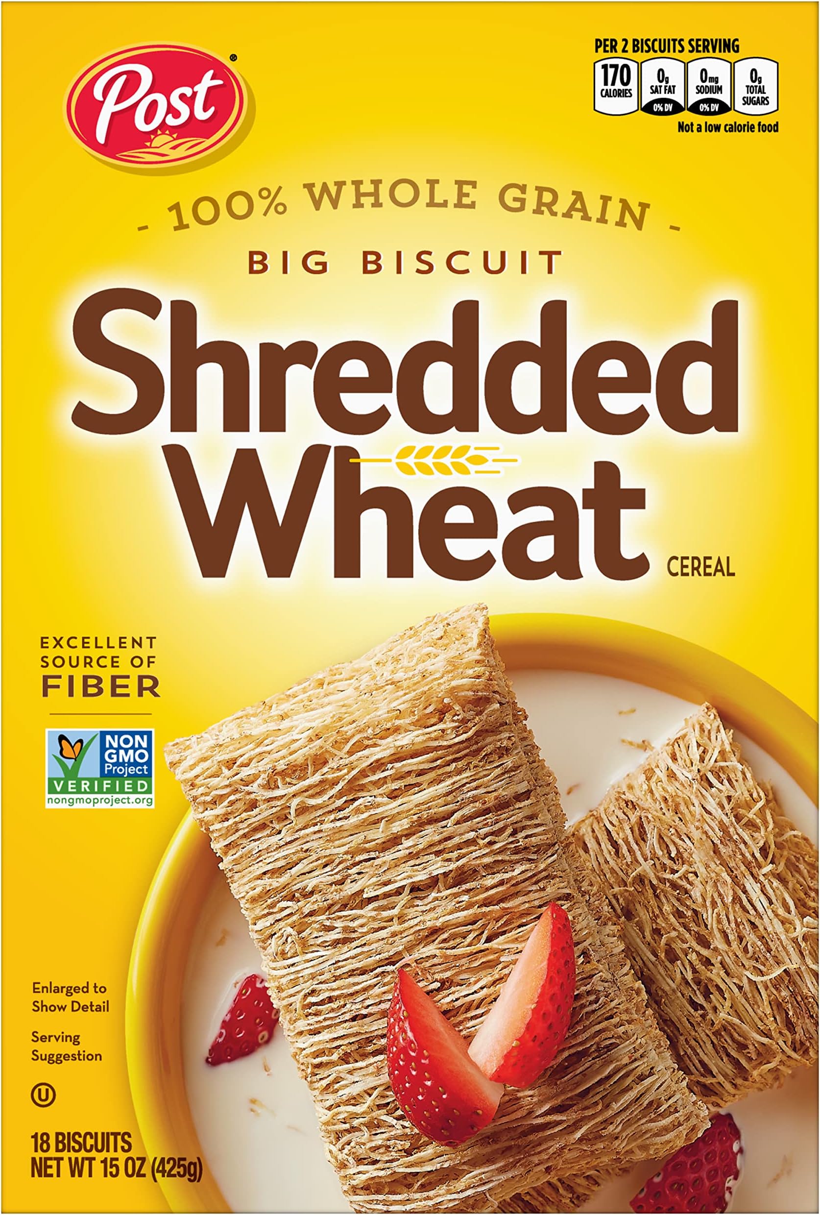 Shredded Wheat Big Biscuit, Whole Grain, Non-Gmo, Heart Healthy Breakfast Cereal, 15 Oz