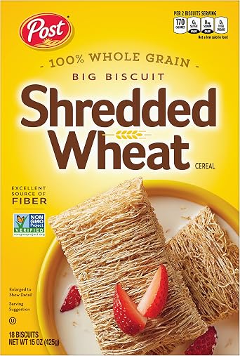 Shredded Wheat Big Biscuit, Whole Grain, Non-Gmo, Heart Healthy Breakfast Cereal, 15 Oz