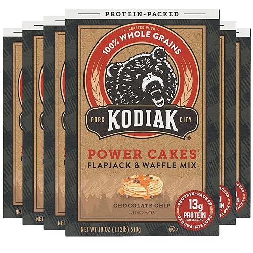 Vista 21 de Kodiak Cakes Protein Pancake Power Cakes, mezcla para hornear flapjack y waffle, chocolate negro, 18 onzas (paquete de 6)