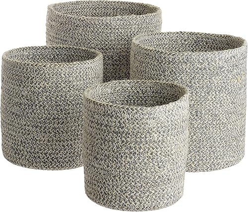 Design Ideas Melia Cestas - Juego de 4 contenedores cilíndricos de yute tejido, pizarraazul-gris