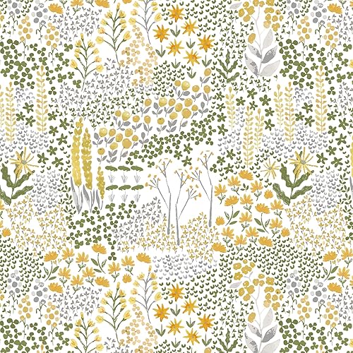Vinjiasin Floral Peel and Stick Wallpaper Yellow Botanical Removable Contact