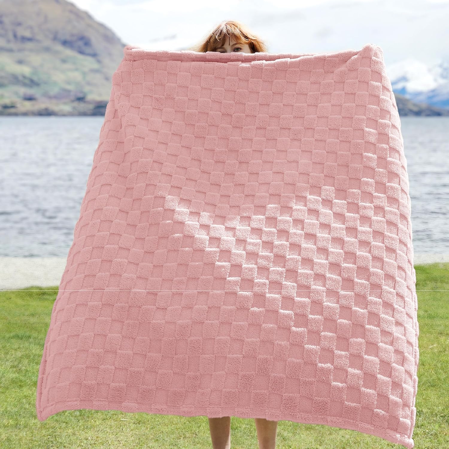 Bedsure GentleSoft Pink Throw Blanket for Couch - Checkered Fleece Blankets Gifts for Women Men Girls, Cute Soft Cozy Throw for Bedroom Home Decor Gifts, 50x60 Inches - Image 2