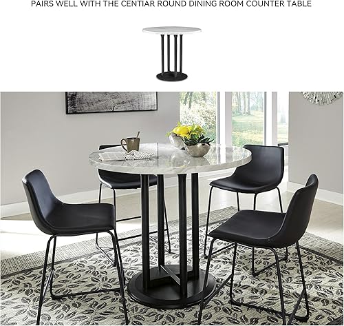 Miniatura 6 de Signature Design by Ashley Centiar - Taburete de bar moderno de altura de mostrador de 24 pulgadas, diseño cubo, 2 unidades, color negro