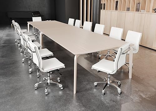 Miniatura 9 de Zuo Lider Plus Silla de oficina sin brazos, color blanco, silla de oficina blanca, estilo moderno, piel sintética, felpa y tela de piel sintética