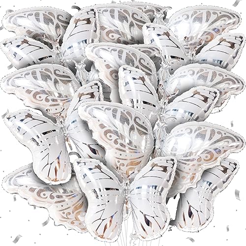 KatchOn, Globos de mariposa grandes de 38 pulgadas, paquete de 12, aptos para helio, globos metálicos y de Mylar de aluminio de mariposa para