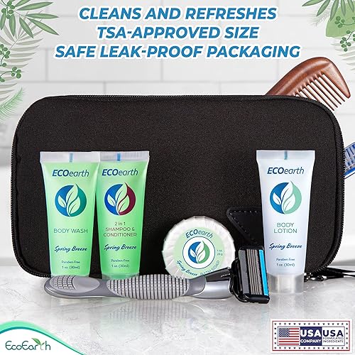 Miniatura 5 de EcoEarth Champú acondicionador de tamaño de viaje 2 en 1 (1 onza líquida, 100 unidades, brisa de primavera) deleita a tus invitados con champú