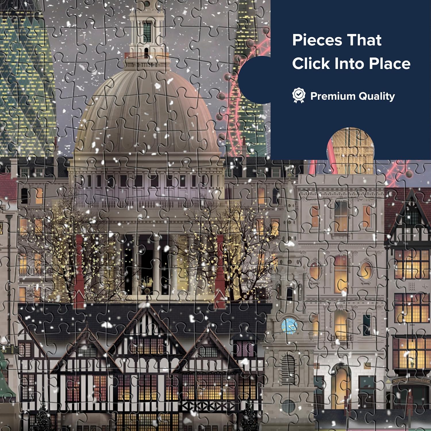 Martin Schwartz 500 Piece Jigsaw Puzzle for Adults – Cityscape Illustration of London – Detailed Puzzles for Adults, Includes Poster & Building List, 13”x18.5, Perfect Board Game for Family Fun