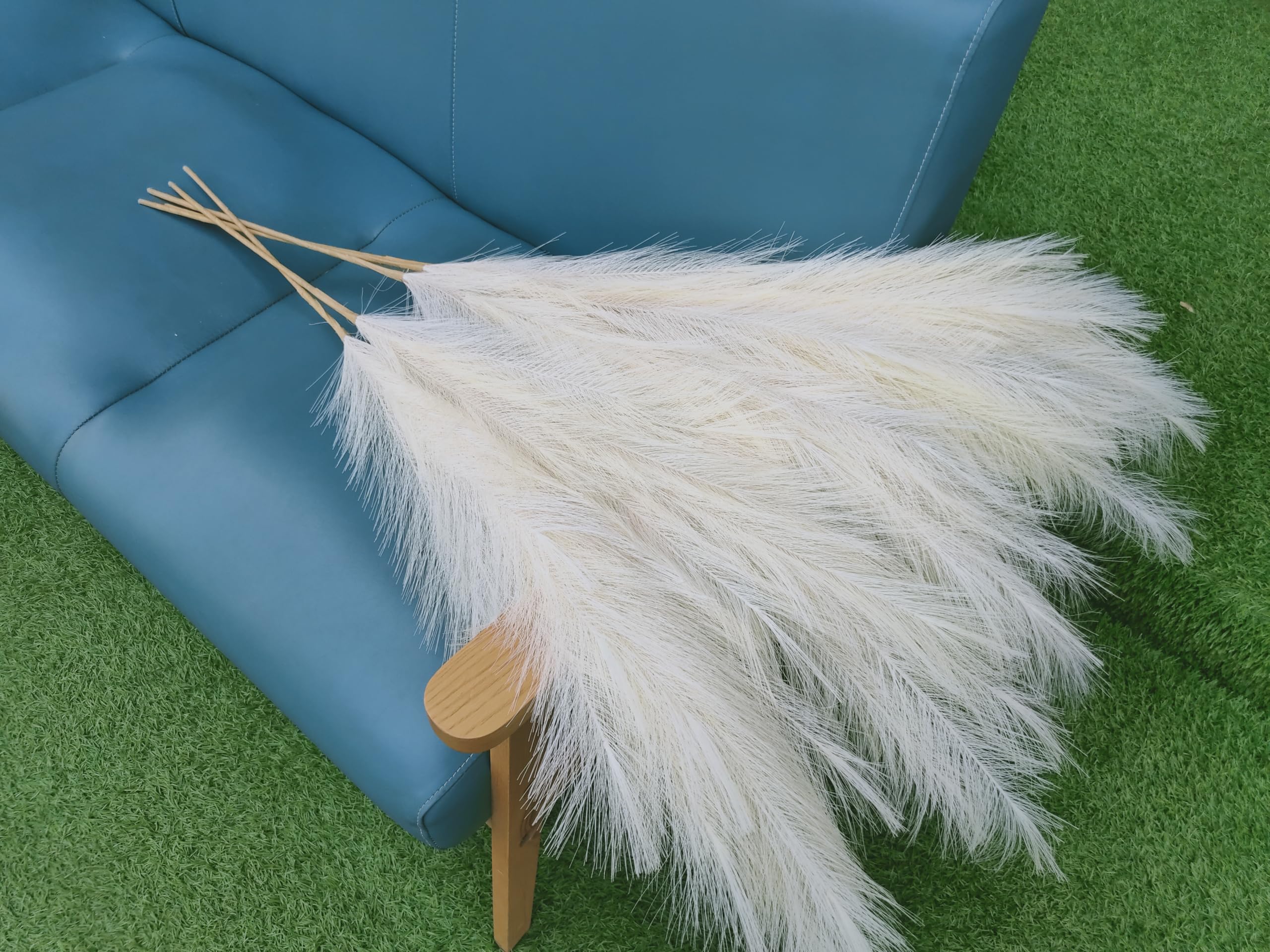 Pampas Grass Decor Tall,Grandi Pampas Floreali Soffici 8 Pezzi 43"/110cm,Fiori di Piume Lunghe per Disposizione di Matrimonio Boho Soggiorno (8 Pezzi 43"/110cm, Beige)