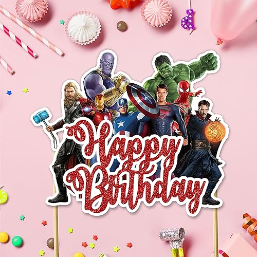 Miniatura 3 de Seyal Decoración para pastel de feliz cumpleaños de Suprhero