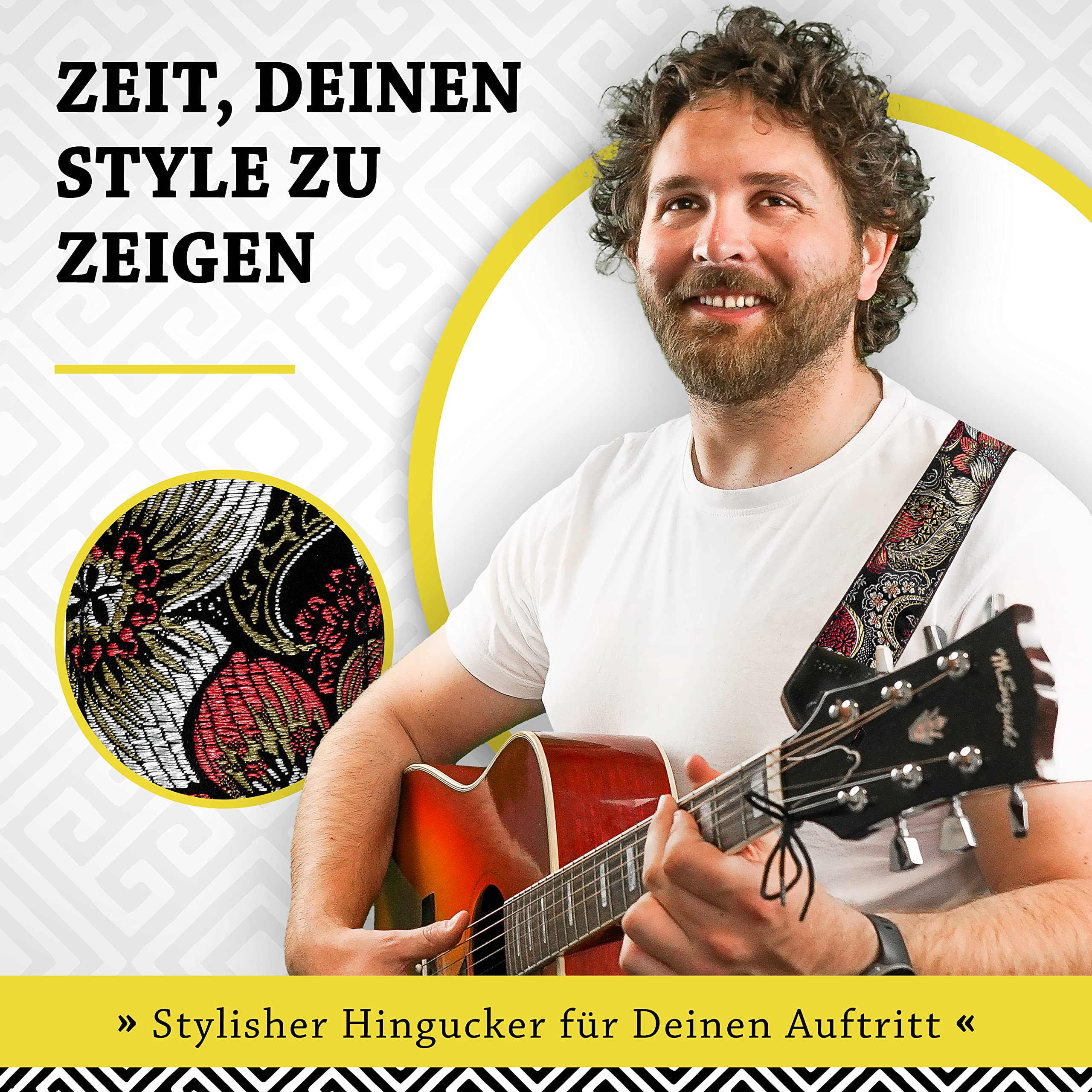 Belfort® Pasek do gitary - pasek do gitary elektrycznej, gitary akustycznej, gitary westernowej, basu elektrycznego i ukulele, dla dorosłych i dzieci, pasek gitarowy ze skórą z mikrofibry + e-book