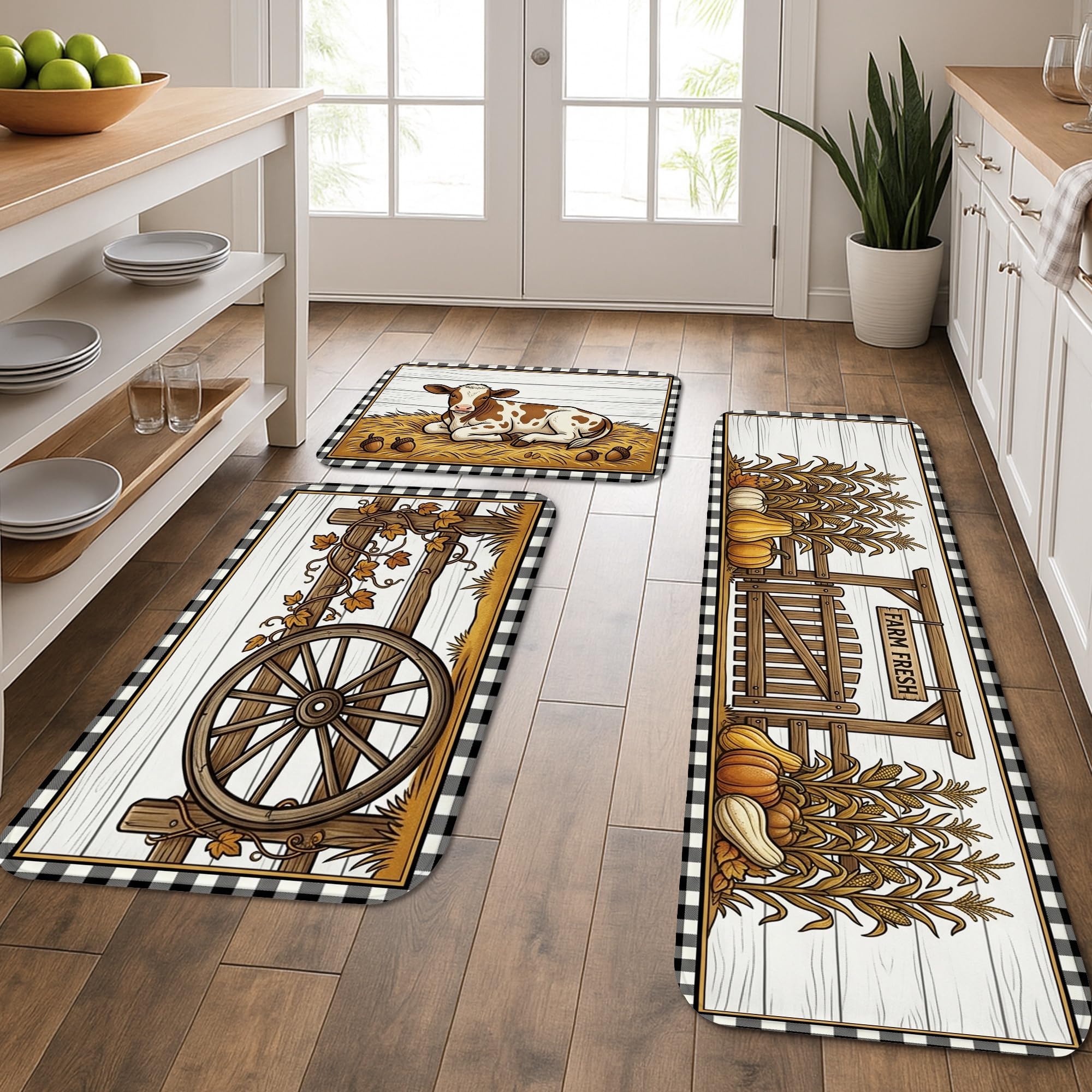 Tapis de cuisine rustiques haut de gamme marron d'automne pour intérieur