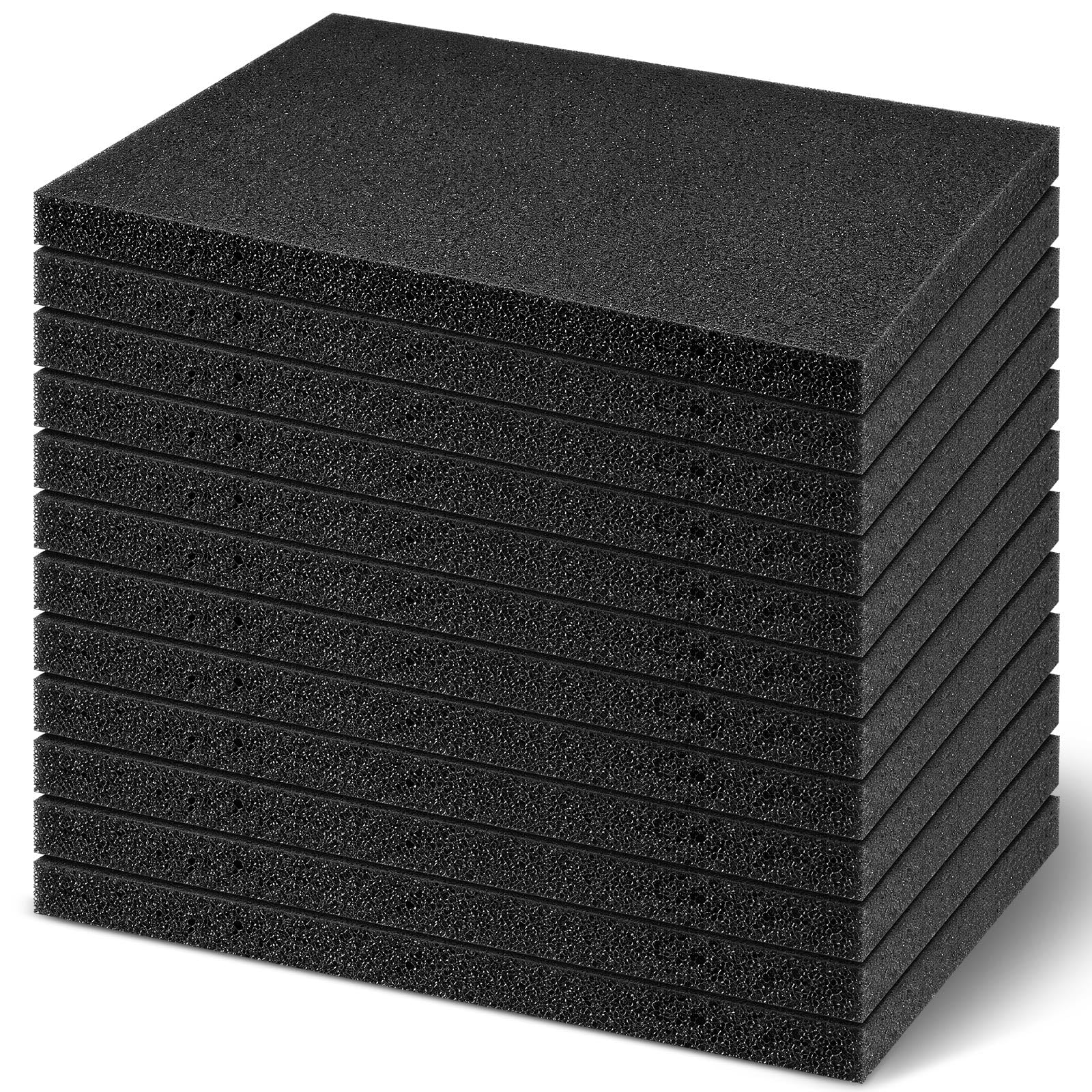 Frienda 12 Pcs 12" x 8" x 0.5" Polyethylene Foam Sheet Thick Black Packing Foam Padding Customizable PE Board Cushion Inserts for Cases Craft Shipping Moving DIY Projects Toolbox Storage