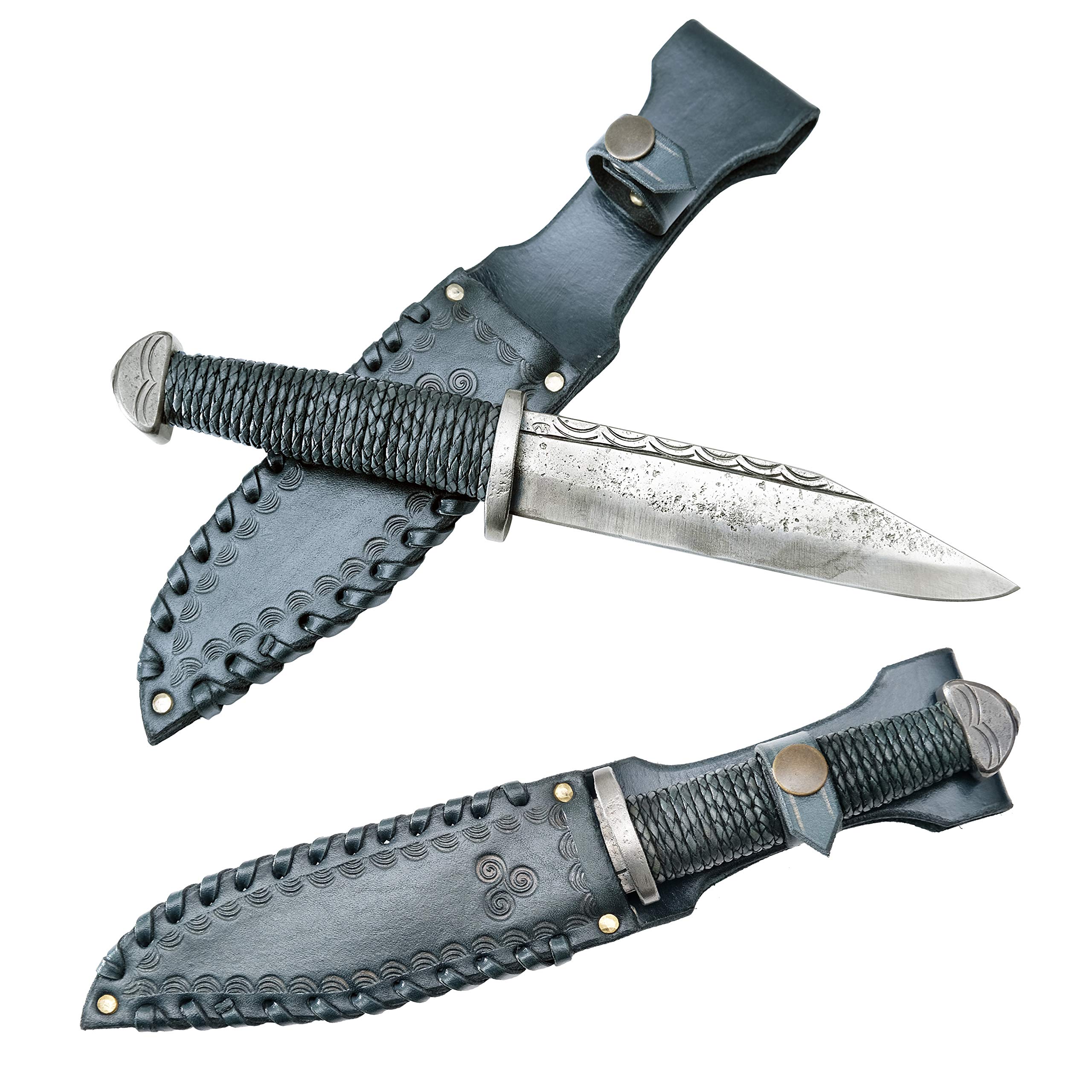 Toferner Viking Knife, Norse Hand Forged Knife with Genuine Leather Case, Hardened Blade, Nordic, Original Gift Idea for Men (Leif Green)