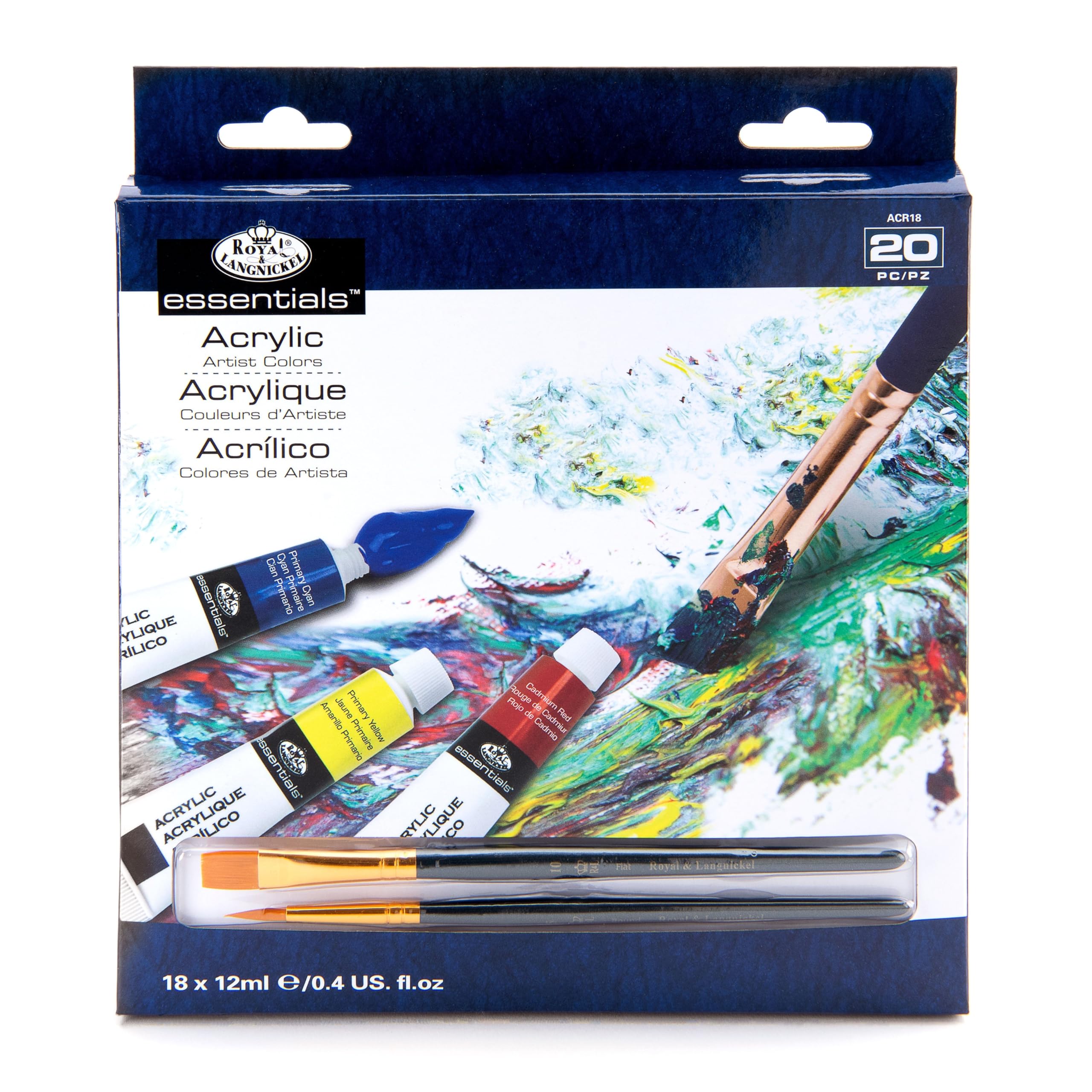 Royal & Langnickel ROYACR-18 Acrylic Paint Set W/Brush 18pc, 0.4 Fl Oz (Pack of 18)