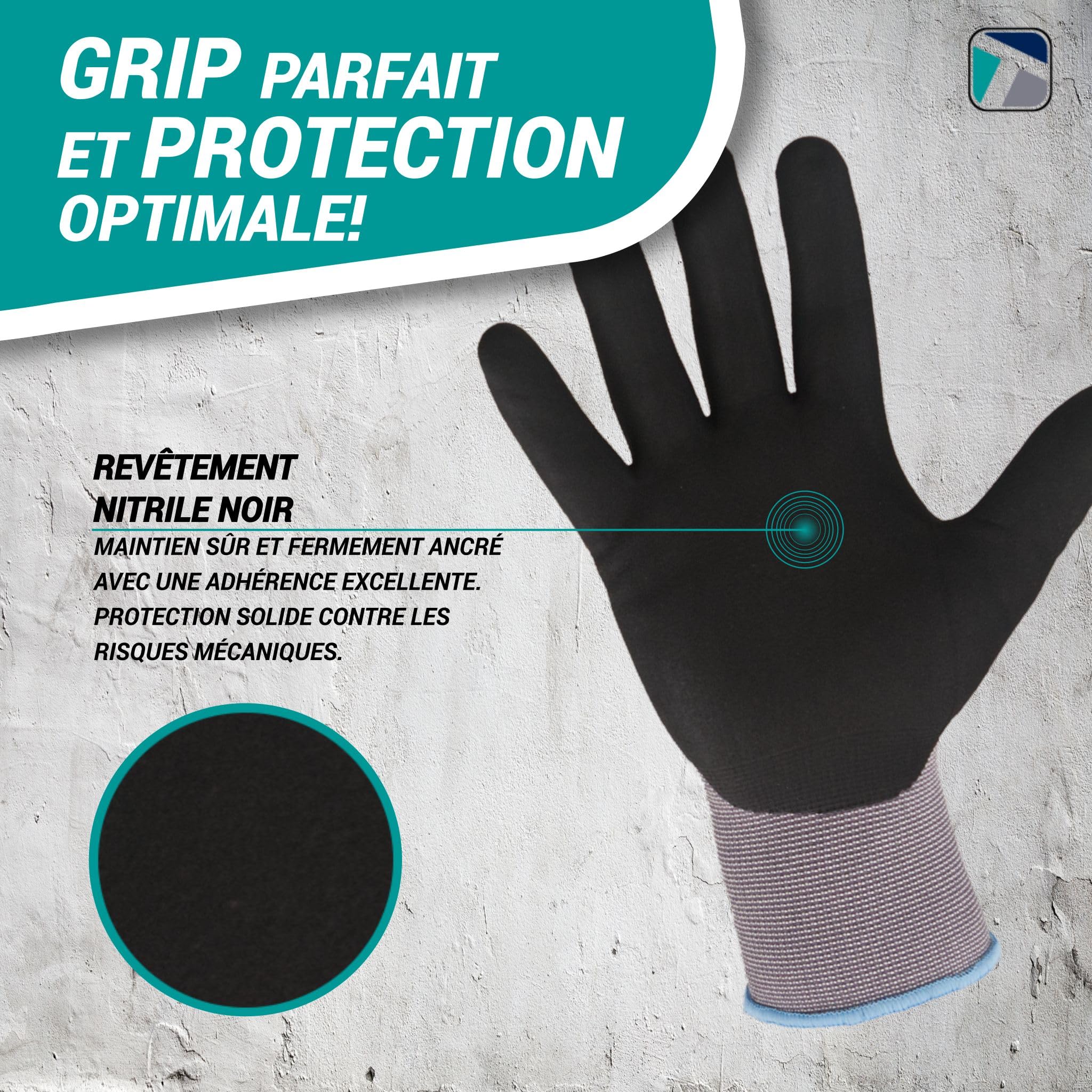Trevendo Gants de travail WS-Pro FLEX GTN - Gants de montage - Gants de jardinage - respirants - flexibles - pour femmes et hommes