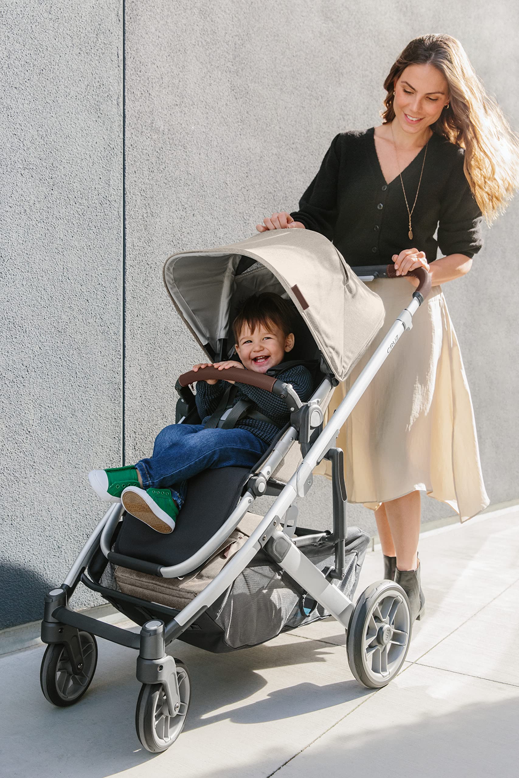 Cruz V2 Stroller - Declan - Oat MÃ©lange | Silver Frame | Chestnut Leather