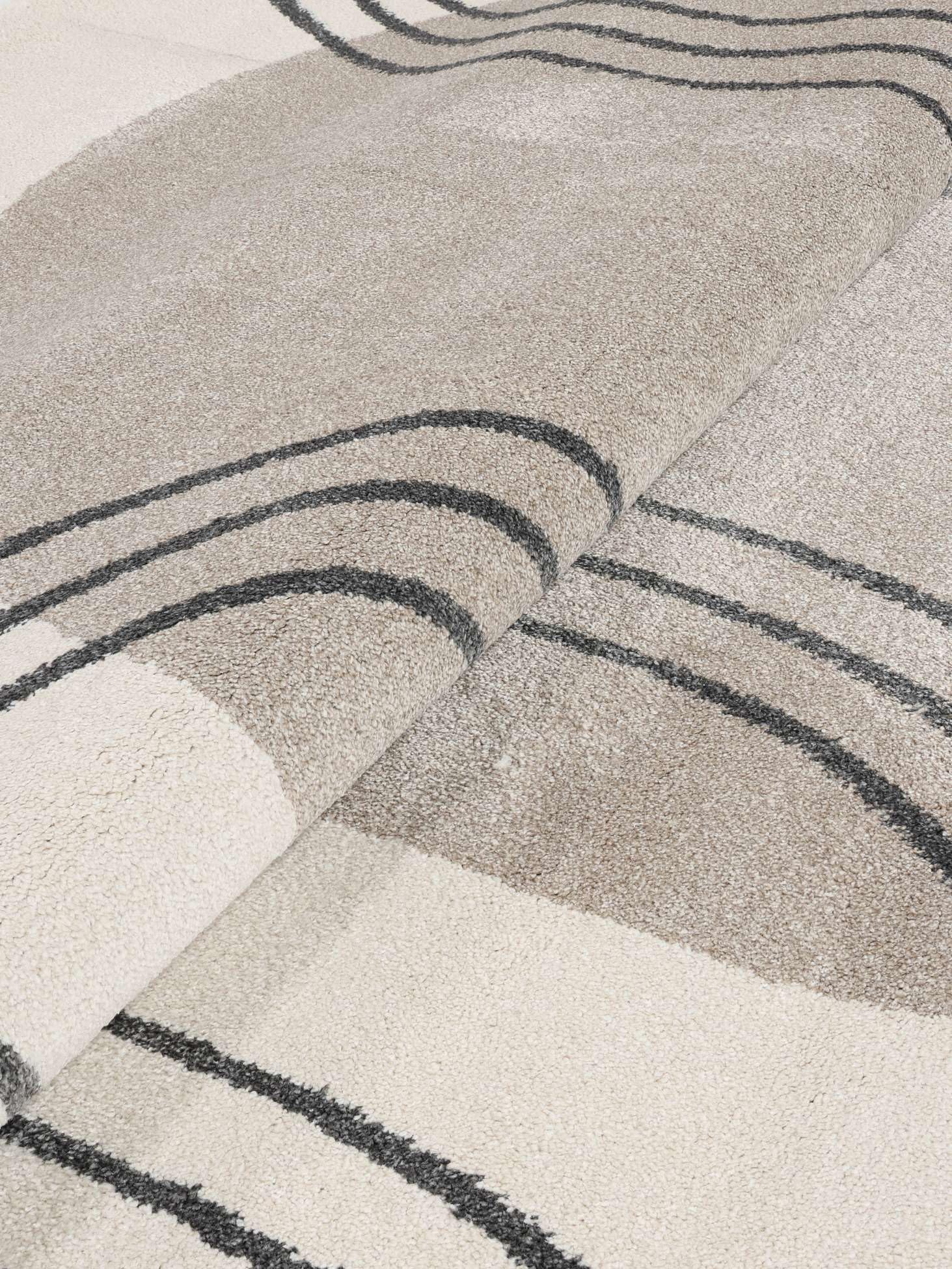 RugVista Amphi Teppich, Ø 240 cm, Grau/Taupe | Moderne, Rund, Niedriger Stapel, Nur chemische Reinigung, Oeko-Tex 100