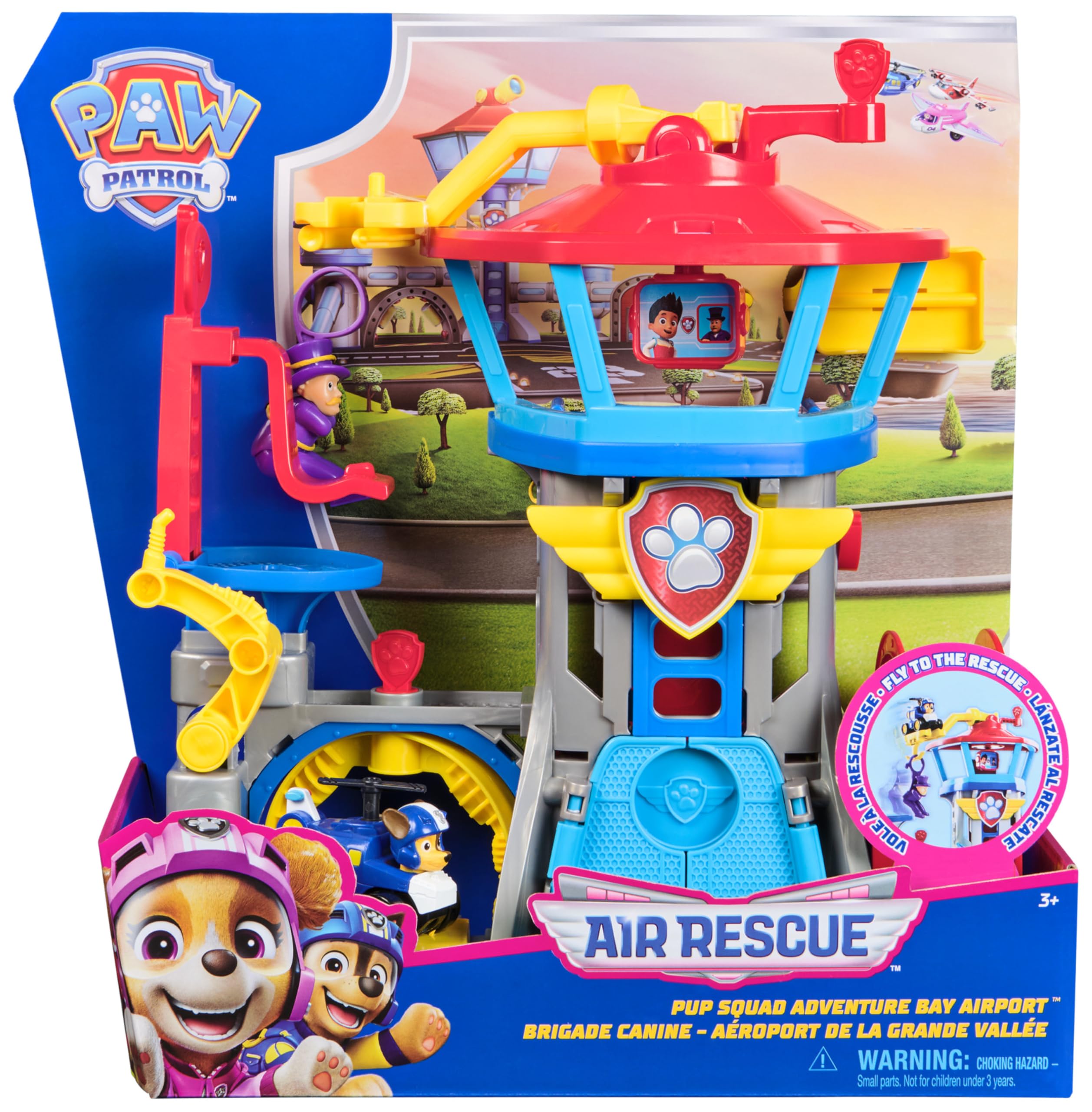 Paw Patrol, Air Rescue, Set Di Gioco Pup Squad Aeroporto Di Adventure Bay | Torre Alta Oltre 30 Cm, 7 Aree Di Gioco, Centro Di Comando, Stazione Di Rifornimento, Lanciatore