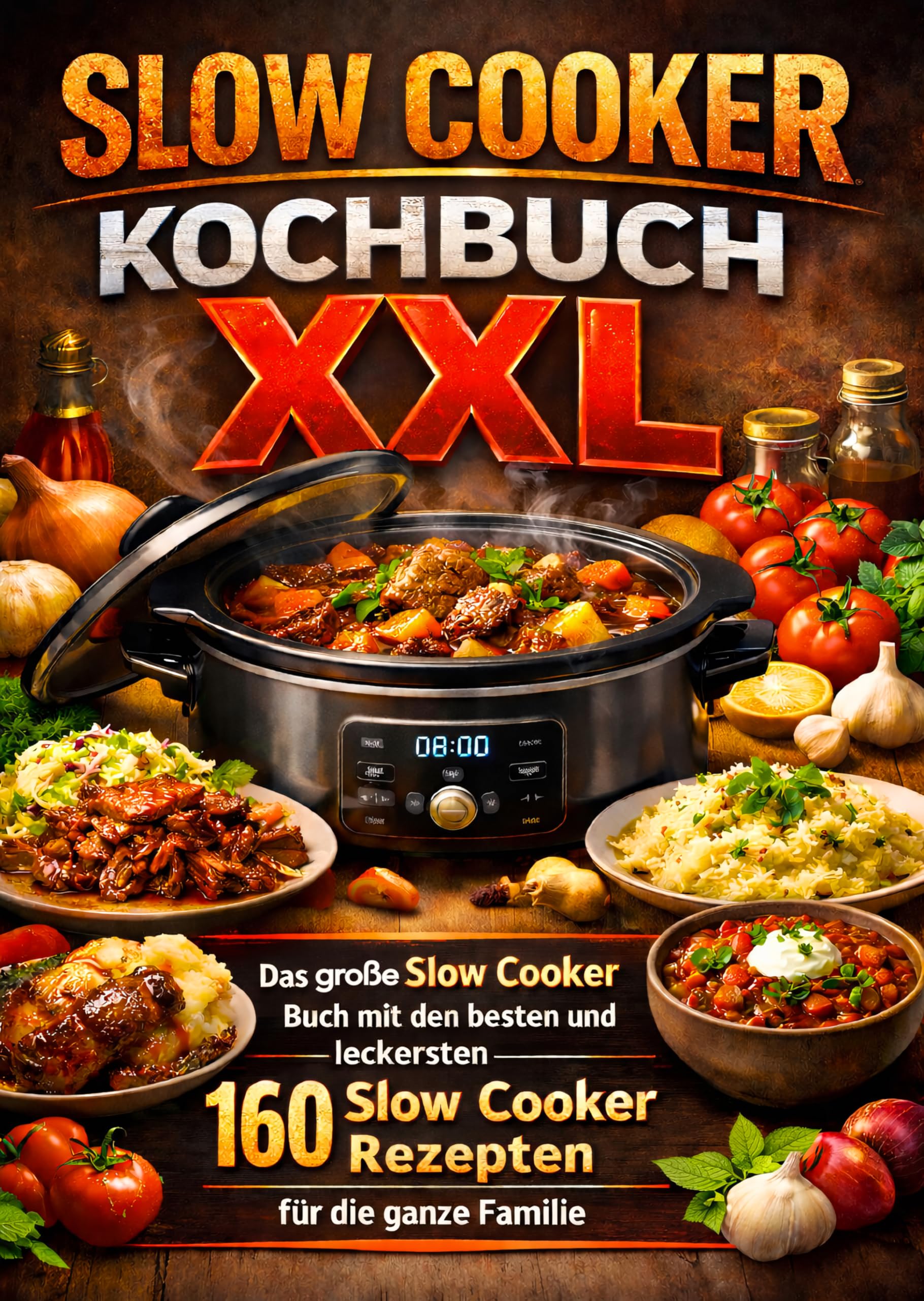 Slow Cooker Kochbuch XXL: Das große Slow Cooker Buch mit den besten und leckersten 160 Slow Cooker Rezepten für die ganze Familie