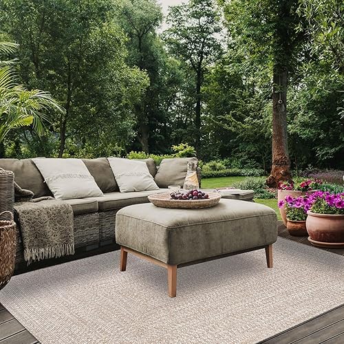 Superior Alfombra de área para interiores y exteriores, decoración trenzada reversible de doble tono para patio, porche delantero, entrada, sala de