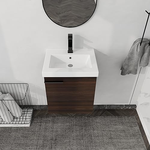 ARTCHIRLY Tocador de baño con fregadero juego moderno de tocadores de baño para un solo lavabo puerta de cierre suave IMO 15 x 18 x 21