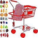 Shop 'N' Go Toy Shopping Cart for Kids and Toddler - Includes Food - Folds for Easy Storage - with Sturdy Metal Frame Pretend Play Food Role Play, Educational Toy (Doll Not Included)